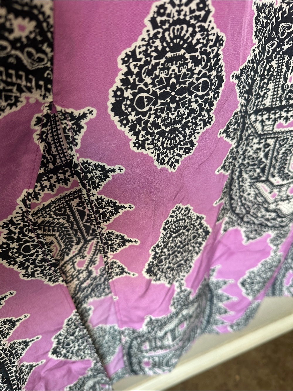 Maeve Pink and Black Paisley Maxi Dress 100% silk - Picture 3 of 8